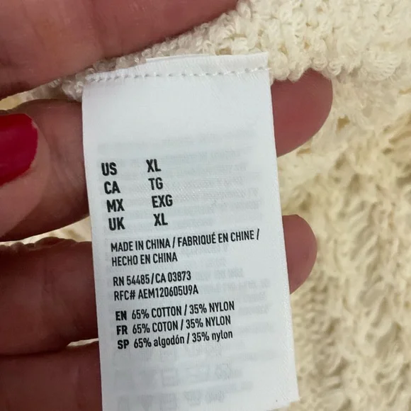 American Eagle Easy Open Stitch Weave Cream Sleeveless Knit Tank Top’ Sz XL NWTs - Picture 13 of 16